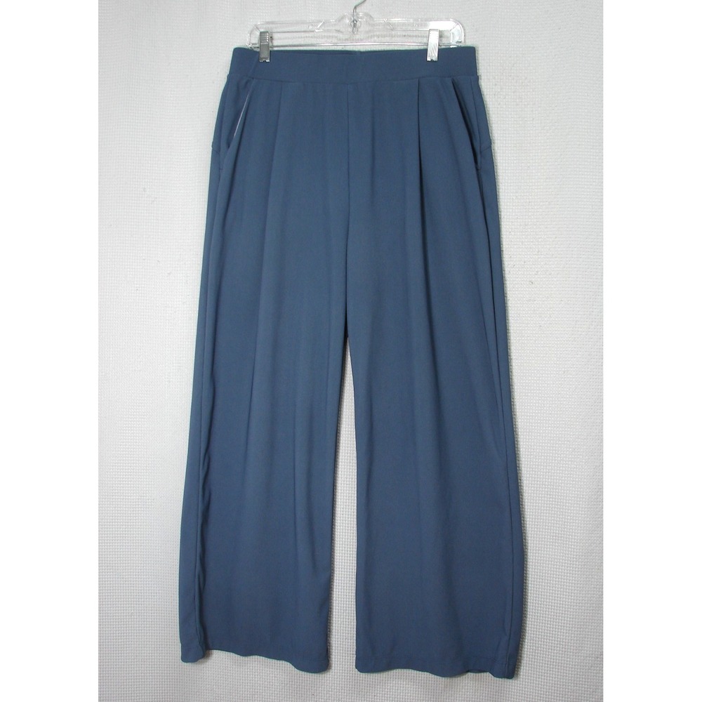 Halara Hi Rise Yoga Dress Pants Wide Leg Pleated Pull On Elastic Waist L Petite